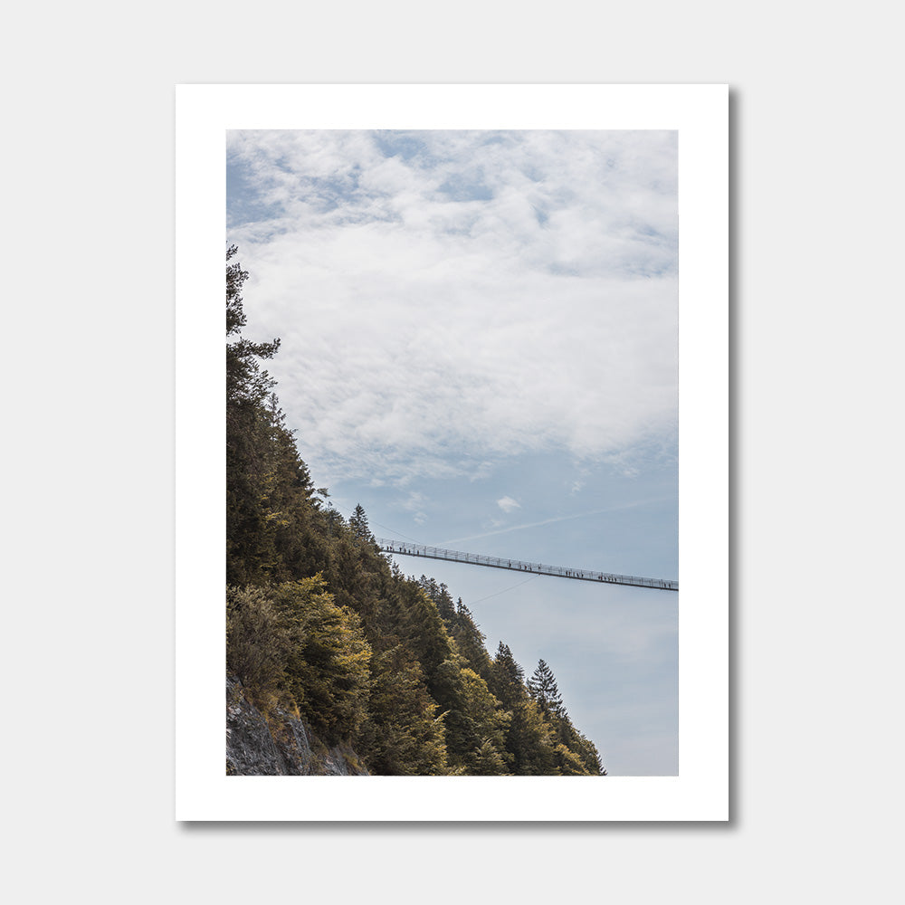 Hangbrug met bomen - Poster